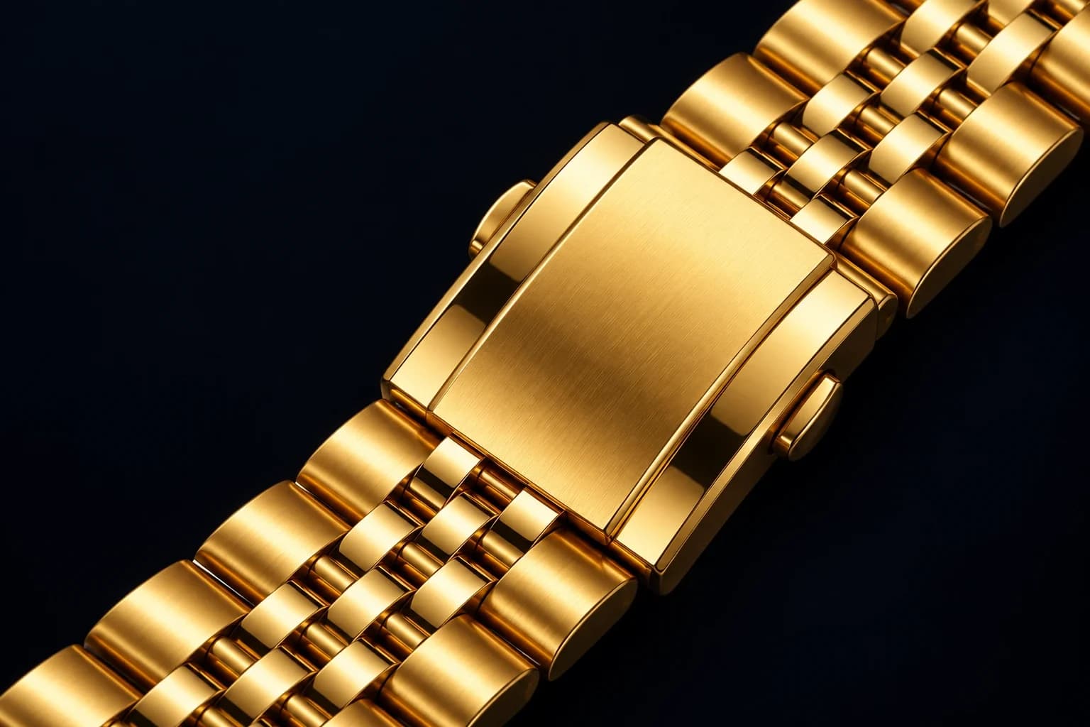 Gold link bracelet with fold-over clasp