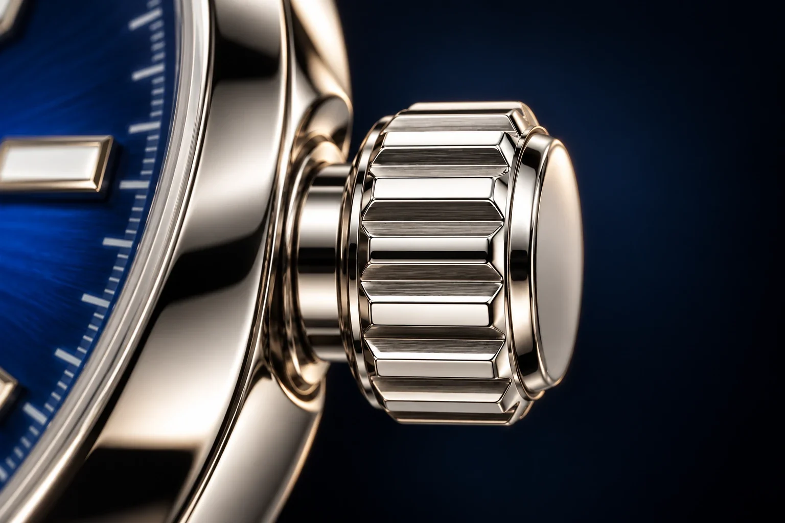 Macro of the fluted, polished crown
